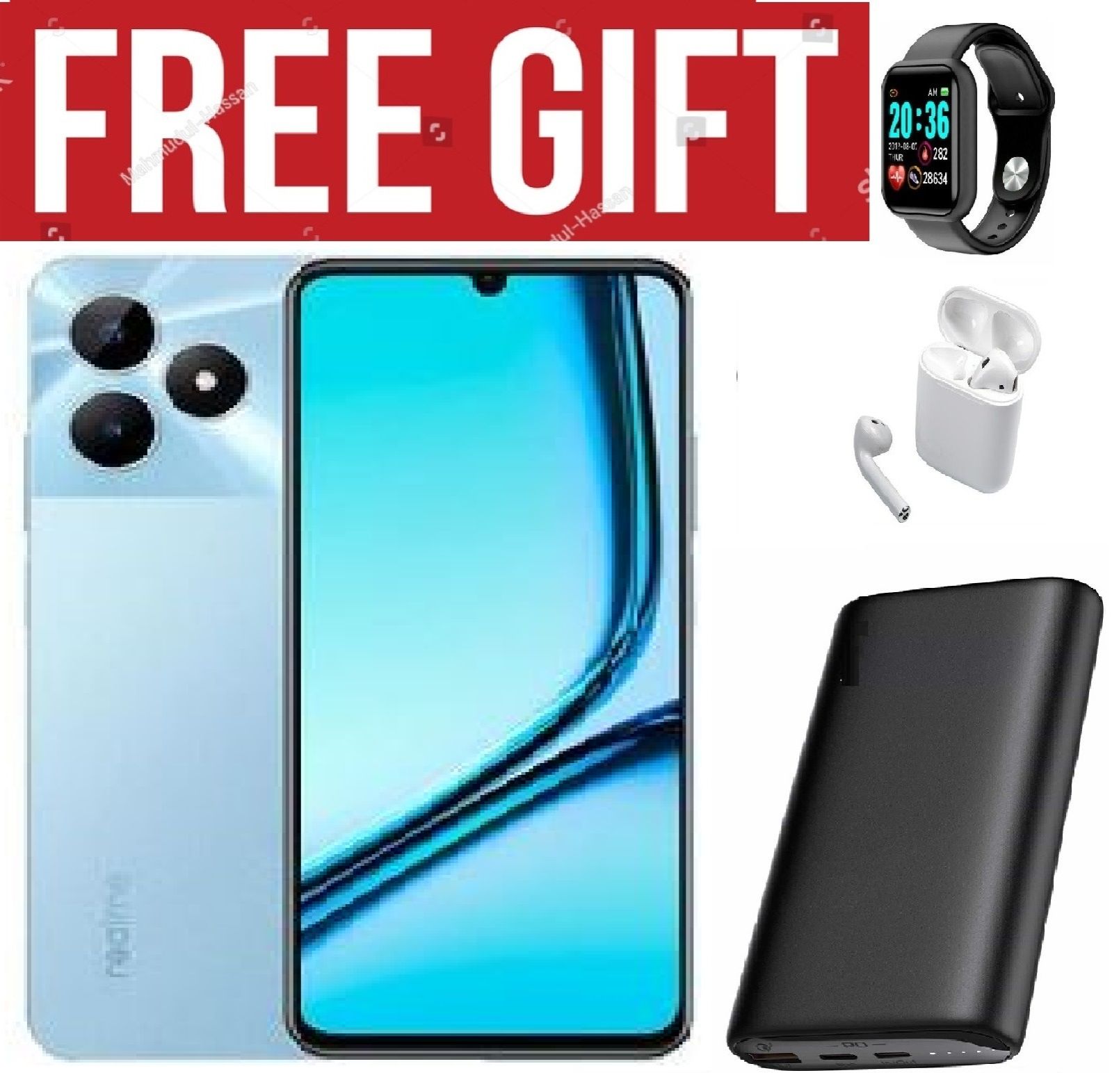 LIMITED DISCOUNT!!!BRAND NEW Realme Note 50 6.74" 128GB ROM+ 4GB (Expandable to 8GB RAM) 5000mAh (Dual sim) COMES WITH FREE GIFTS ( AIRPODS + SMART WATCH +POWERBANK ) FOR YOU