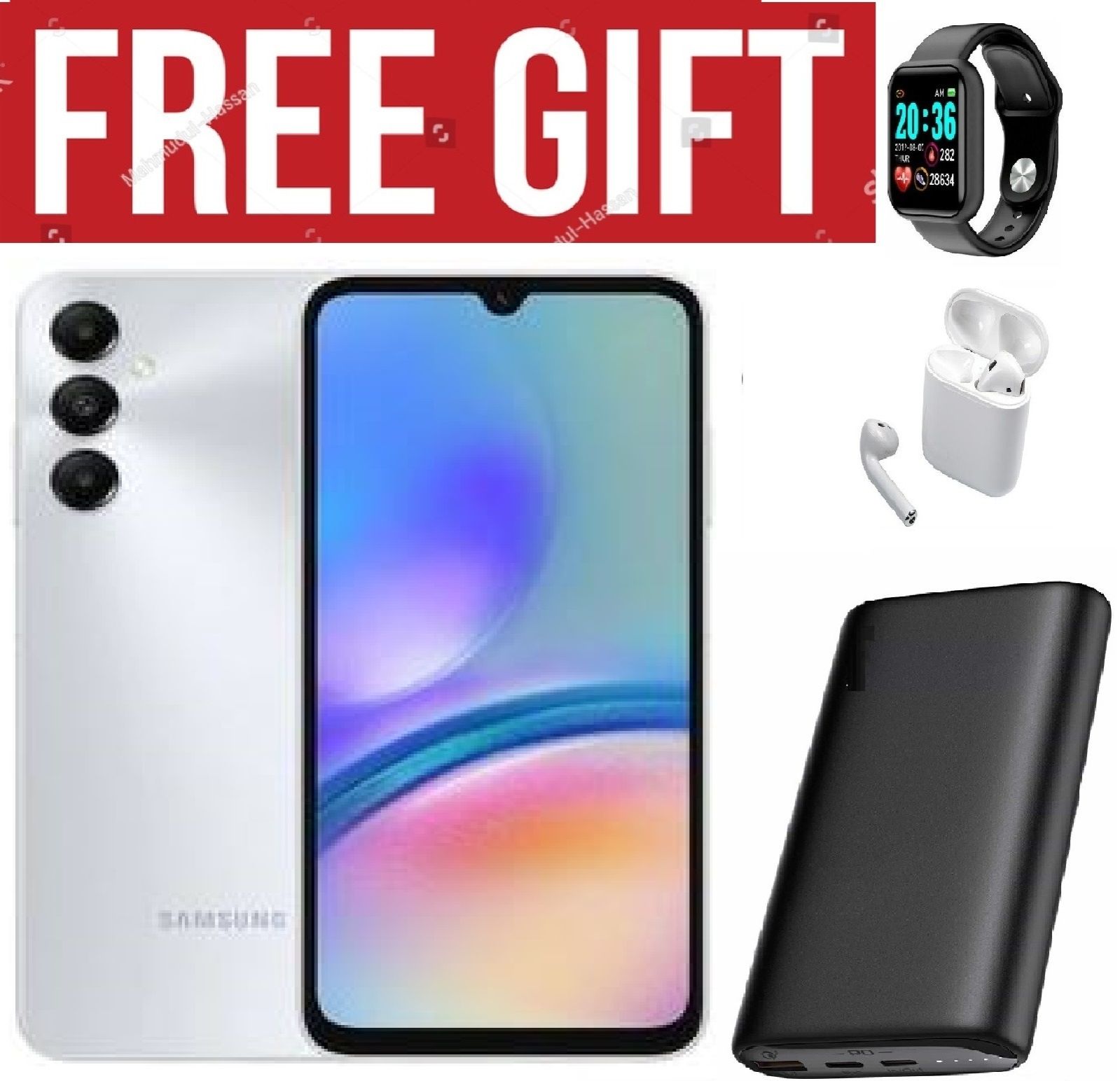 LIMITED DISCOUNT !!!! BRAND NEW Samsung Galaxy A05S, 6.7", 90HZ, 4GB RAM + 128GB ROM, 50MP, 5000mAh COMES WITH FREE GIFTS ( AIRPODS + SMART WATCH +POWERBANK ) FOR YOU