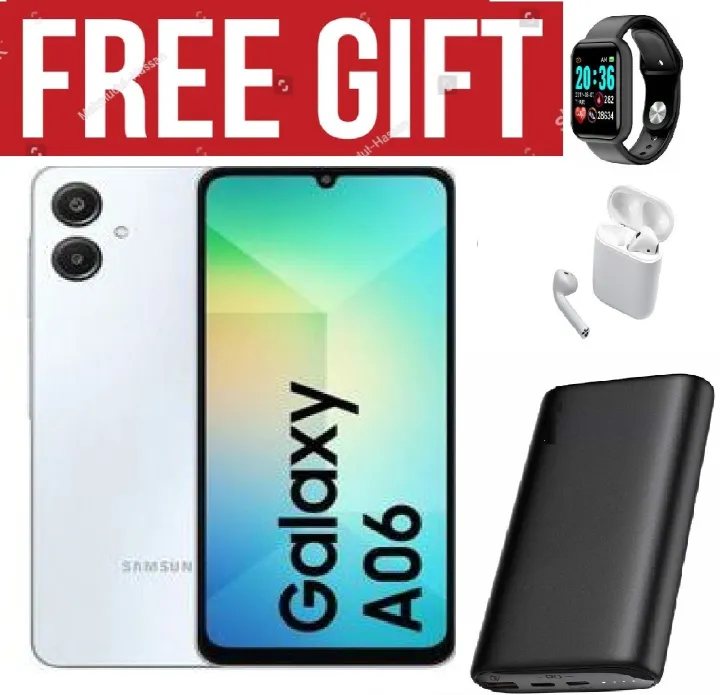 LIMITED DISCOUNT!!!BRAND NEW Samsung Galaxy A06 6.7 DISPLAY 4GB RAM +128GB ROM 5000MAH DUAL Comes with  free powerbank ,smartwatch and airpods for you