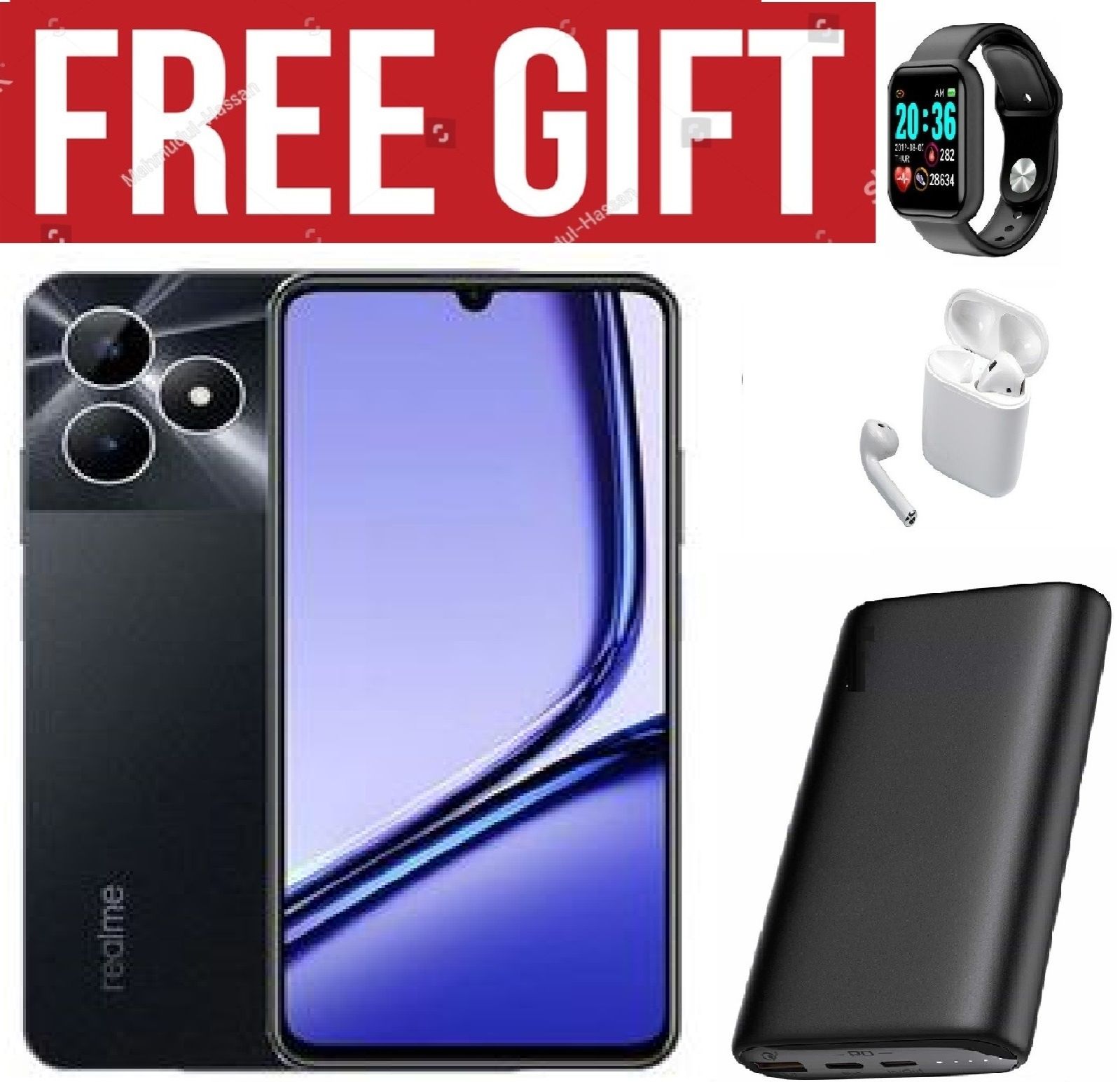 LIMITED DISCOUNT!!!BRAND NEW Realme Note 50, 6.7", 8GB + 256GB ROM (Dual SIM), 5000mAh COMES WITH FREE GIFTS ( AIRPODS + SMART WATCH +POWERBANK ) FOR YOU