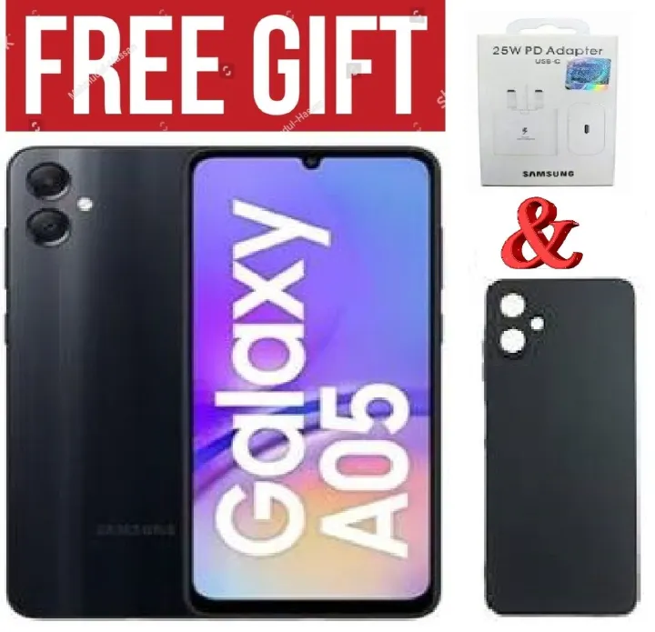 LIMITED DISCOUNT!!!BRAND NEW Samsung Galaxy A05, 6.7'' 4GB RAM + 64GB ROM (Dual Sim) 50MP Camera, 5000mAh COMES WITH FREE GIFTS (C TO C HEADER  + SILICONE COVER  ) FOR YOU