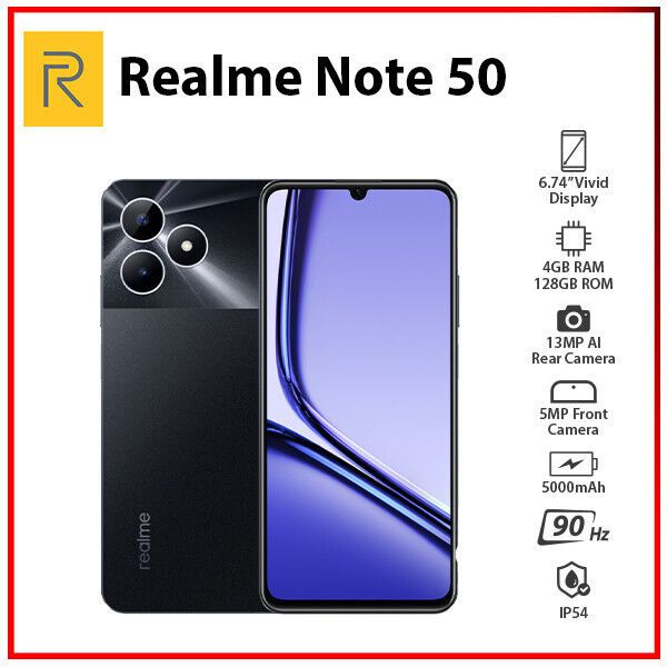 LIMITED DISCOUNT!!!BRAND NEW Realme Note 50 6.74" 128GB ROM+ 4GB (Expandable to 8GB RAM) 5000mAh (Dual sim) COMES WITH FREE GIFTS ( AIRPODS + SMART WATCH +POWERBANK ) FOR YOU