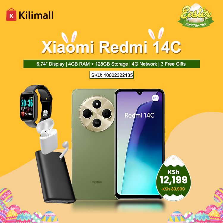 LIMITED DISCOUNT!!!BRAND NEW Xiaomi Redmi 14C 6.74" 4GB RAM + 128GB Storage 4G Network COMES WITH FREE GIFTS ( AIRPODS + SMART WATCH +POWERBANK ) FOR YOU