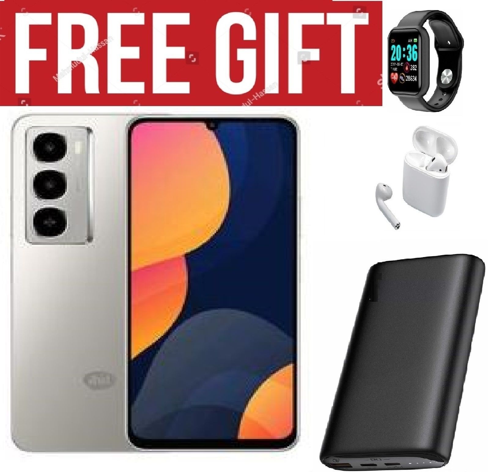 LIMITED DISCOUNT!!!BRAND NEW SMART PHONE !!Itel City 100 4G,13 MP"18GB RAM+128GB ROM"5200 mAH COMES WITH FREE GIFTS ( AIRPODS + SMART WATCH +POWERBANK ) FOR YOU