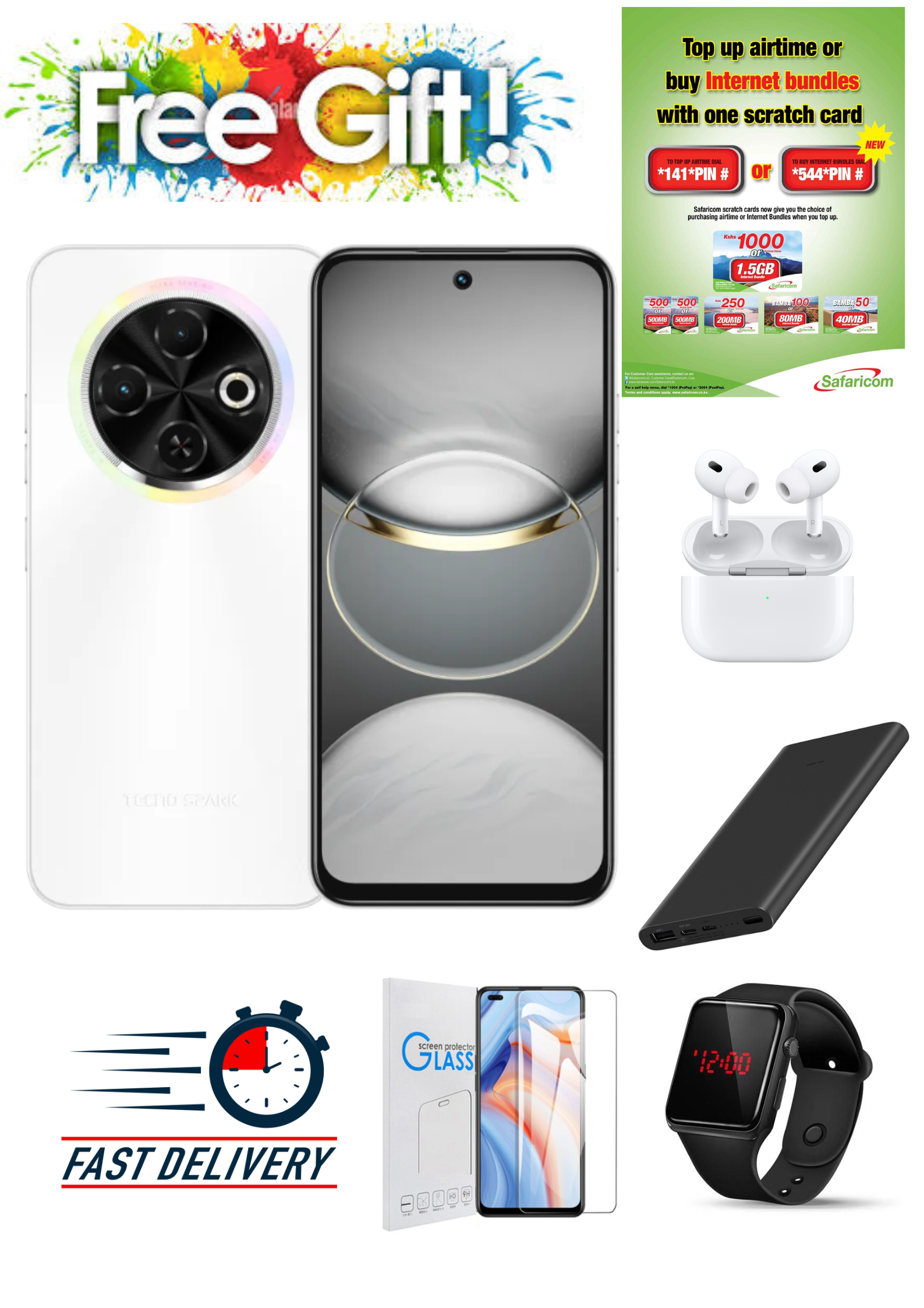 LIMITED DISCOUNT!!!BRAND NEW Tecno Spark 30c, 6.67'' HD+, UP to 8GB RAM + 128GB ROM (Dual Sim) 50MP, 5000 mAh  COMES WITH FREE GIFTS