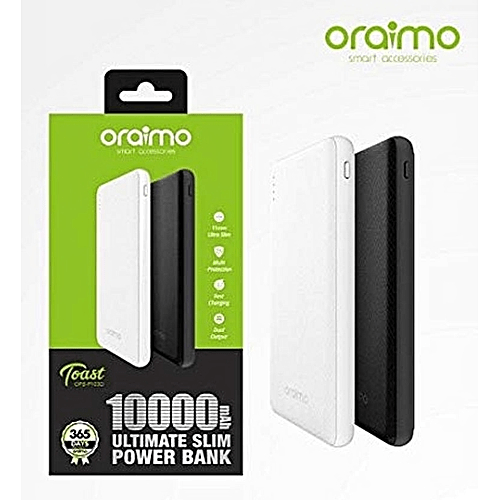 Oraimo Toast 15 Flash 10000mAh Fast Charging Power Bank 3 Output Ports Charge Up to 3 Devices Simultaneously Type-C In & Out Wide Compatibility Power Bank