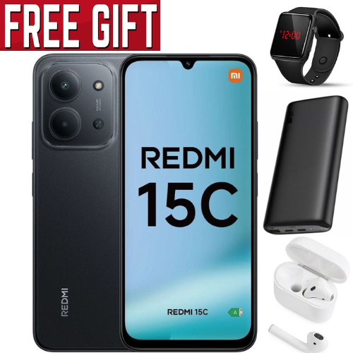 NEW ARRIVALS DEALS! REDMI 15C 128GB ROM + 8GB RAM EXPANDABLE  6.9'' LCD 50MP Main Camera 8MP selfie camera 6000mAh 33W Fast Charger Android 15 Side Fingerprint -Smartphones Side fingerprint