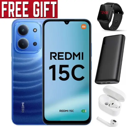 NEW ARRIVALS DEALS! REDMI 15C 128GB ROM + 8GB RAM EXPANDABLE  6.9'' LCD 50MP Main Camera 8MP selfie camera 6000mAh 33W Fast Charger Android 15 Side Fingerprint -Smartphones Side fingerprint