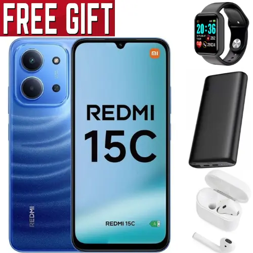 SUPER SALE DEALS🔥🔥 !!! REDMI 15C 256GB ROM +16GB RAM EXPANDABLE  6.9'' LCD 50MP Main Camera 8MP selfie camera 6000mAh 33W Fast Charger Android 15 Side Fingerprint -Smartphones Side fingerprint