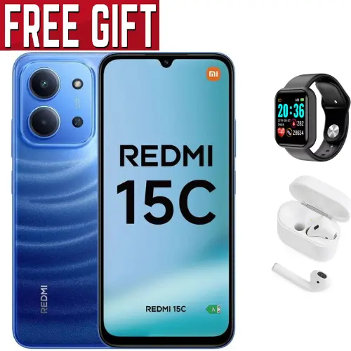 BEST OFFER DEALS🔥🔥 BRAND NEW REDMI 15C 128GB ROM + 8GB RAM EXPANDABLE  6.9'' LCD 50MP Main Camera 8MP selfie camera 6000mAh 33W Fast Charger Android 15 Side Fingerprint -Smartphones Side fingerprint
