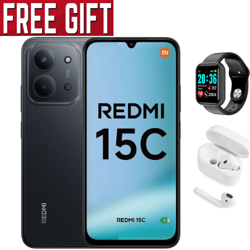 NEW ARRIVALS DEALS! REDMI 15C 128GB ROM + 8GB RAM EXPANDABLE  6.9'' LCD 50MP Main Camera 8MP selfie camera 6000mAh 33W Fast Charger Android 15 Side Fingerprint -Smartphones Side fingerprint