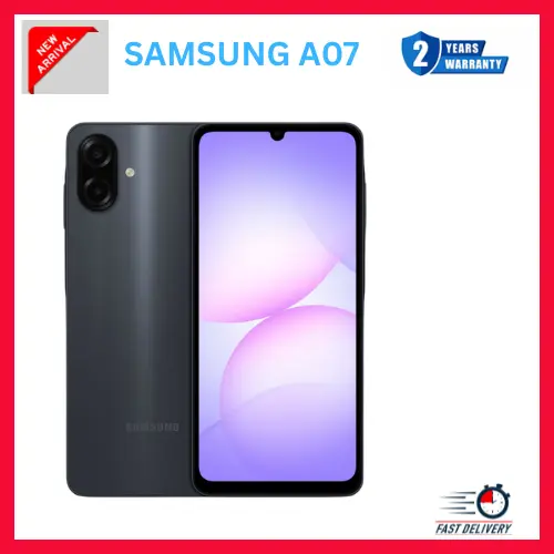 [New Arrival] Samsung Galaxy A07 128GB+4GB 6.7" 90Hz Display 50MP Rear+8MP Front Cameras 5000mAh Battery 25W Fast Charging IP54 One UI 7 Android 15+(6Years Of OS Updates) Galaxy AI Smartphones..