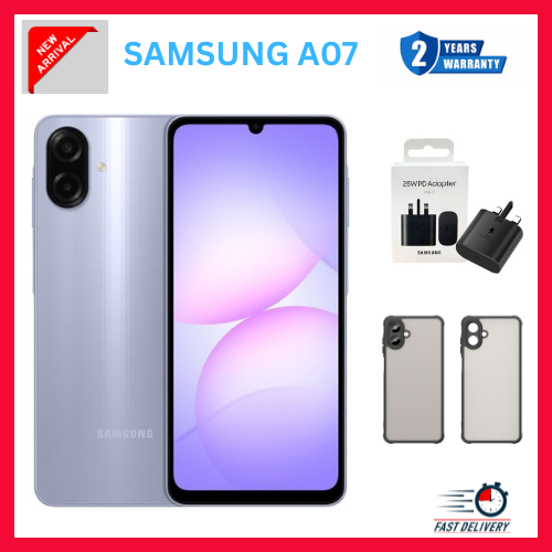 [New Arrival] Samsung Galaxy A07 128GB+4GB 6.7" 90Hz Display 50MP Rear+8MP Front Cameras 5000mAh Battery 25W Fast Charging IP54 One UI 7 Android 15+(6Years Of OS Updates) Galaxy AI Smartphones..