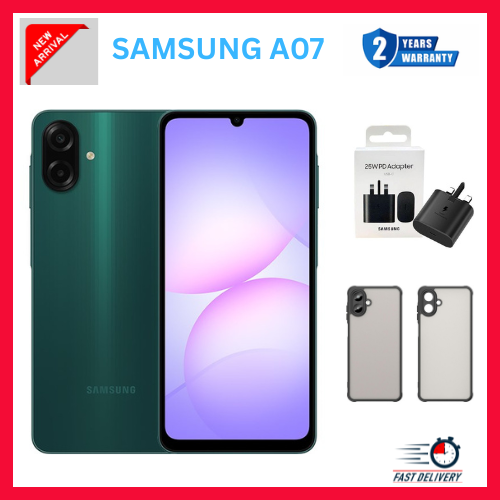 [New Arrival] Samsung Galaxy A07 128GB+4GB 6.7" 90Hz Display 50MP Rear+8MP Front Cameras 5000mAh Battery 25W Fast Charging IP54 One UI 7 Android 15+(6Years Of OS Updates) Galaxy AI Smartphones..