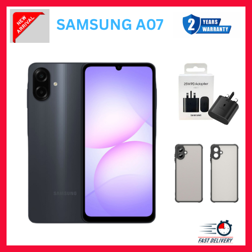 [New Arrival] Samsung Galaxy A07 128GB+4GB 6.7" 90Hz Display 50MP Rear+8MP Front Cameras 5000mAh Battery 25W Fast Charging IP54 One UI 7 Android 15+(6Years Of OS Updates) Galaxy AI Smartphones..