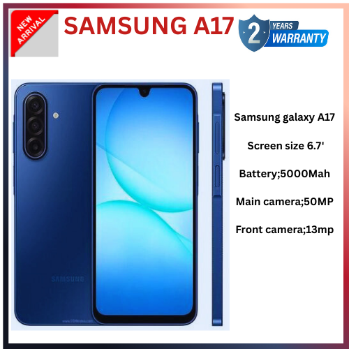 MEGA DEALS🔥🔥 Samsung Galaxy A17  6.7'' 256 GB ROM + 8 GB RAM 5000 mAh 50 MP+ 13 MP camera Android 15 Exynos 1330 (5 nm) Octa-core Super AMOLED  (side-mounted) Fingerprint