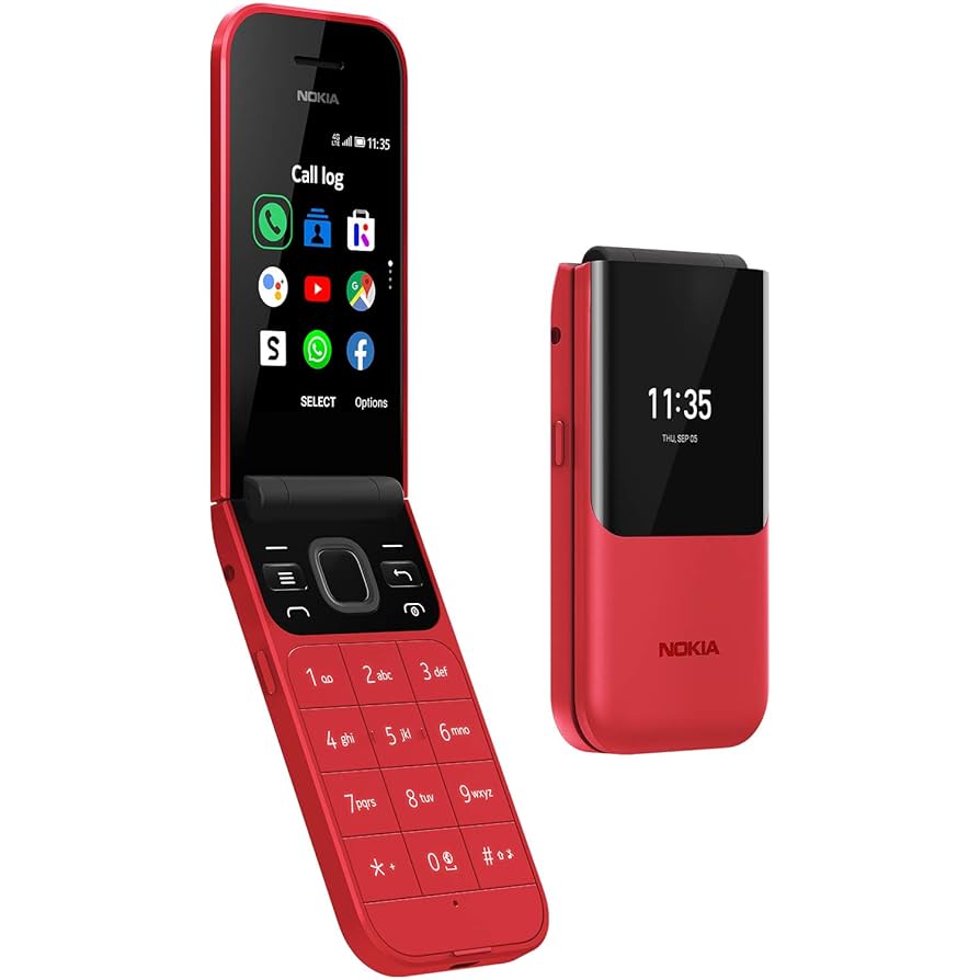 NEW Nokia 2720 Flip Mobile, Mobile Phone, Dual Screen, Equipped with 4G Internet - Long Battery Life - Compact and Strong Dual Sim Card 4 GB Internal Memory, 512 MB RAM, Dual SIM Featured phone