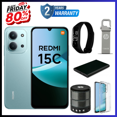 BLACK FRIDAY DEALS🔥🔥 !!!REDMI 15C 256GB ROM +16GB RAM EXPANDABLE  6.9'' LCD 50MP Main Camera 8MP selfie camera 6000mAh 33W Fast Charger Android 15 Side Fingerprint -Smartphones Side fingerprint