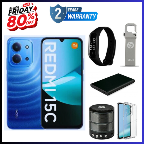 BLACK FRIDAY DEALS🔥🔥 !!!REDMI 15C 256GB ROM +16GB RAM EXPANDABLE  6.9'' LCD 50MP Main Camera 8MP selfie camera 6000mAh 33W Fast Charger Android 15 Side Fingerprint -Smartphones Side fingerprint