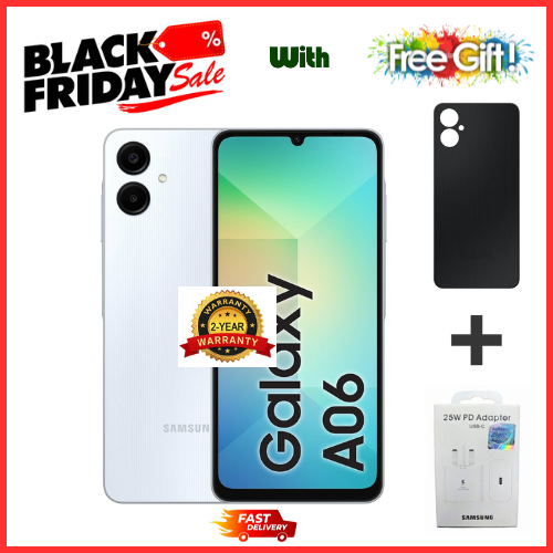 BLACK FRIDAY DEALS🔥🔥🔥 BRAND NEW SAMSUNG A06 6.7 DISPLAY 4GB RAM + 64GB/128GB ROM 5000MAH SMARTPHONE DUAL SIM COMES WITH FREE GIFTS ( ADAPTER+ BLACK A06 COVER)