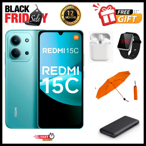 BLACK FRIDAY DEALS🔥🔥 !!! REDMI 15C 128GB ROM + 8GB RAM EXPANDABLE  6.9'' LCD 50MP Main Camera 8MP selfie camera 6000mAh 33W Fast Charger Android 15 Side Fingerprint -Smartphones Side fingerprint