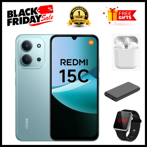 BLACK FRIDAY DEALS🔥🔥 !!! REDMI 15C 128GB ROM + 8GB RAM EXPANDABLE  6.9'' LCD 50MP Main Camera 8MP selfie camera 6000mAh 33W Fast Charger Android 15 Side Fingerprint -Smartphones Side fingerprint
