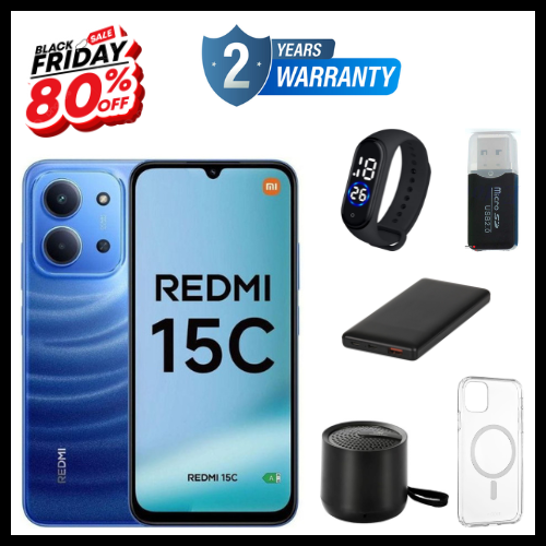 BLACK FRIDAY DEALS🔥🔥 !!!REDMI 15C 256GB ROM +16GB RAM EXPANDABLE  6.9'' LCD 50MP Main Camera 8MP selfie camera 6000mAh 33W Fast Charger Android 15 Side Fingerprint -Smartphones Side fingerprint