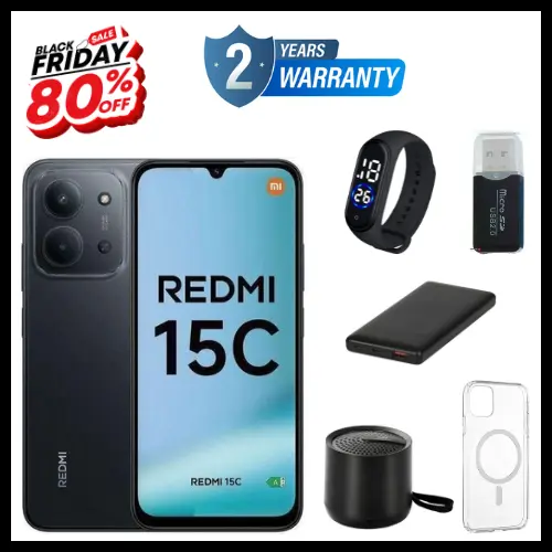 BLACK FRIDAY DEALS🔥🔥 !!!REDMI 15C 256GB ROM +16GB RAM EXPANDABLE  6.9'' LCD 50MP Main Camera 8MP selfie camera 6000mAh 33W Fast Charger Android 15 Side Fingerprint -Smartphones Side fingerprint
