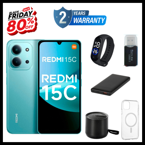 BLACK FRIDAY DEALS🔥🔥 !!!REDMI 15C 256GB ROM +16GB RAM EXPANDABLE  6.9'' LCD 50MP Main Camera 8MP selfie camera 6000mAh 33W Fast Charger Android 15 Side Fingerprint -Smartphones Side fingerprint