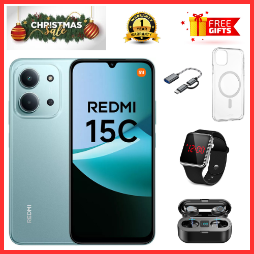 BLACK FRIDAY DEALS🔥🔥 !!!REDMI 15C 256GB ROM +16GB RAM EXPANDABLE  6.9'' LCD 50MP Main Camera 8MP selfie camera 6000mAh 33W Fast Charger Android 15 Side Fingerprint -Smartphones Side fingerprint