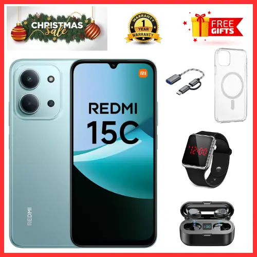 BLACK FRIDAY DEALS🔥🔥 !!!REDMI 15C 256GB ROM +16GB RAM EXPANDABLE  6.9'' LCD 50MP Main Camera 8MP selfie camera 6000mAh 33W Fast Charger Android 15 Side Fingerprint -Smartphones Side fingerprint
