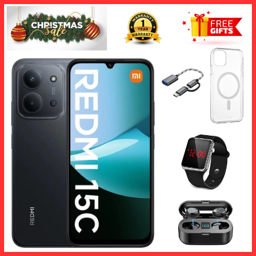 BLACK FRIDAY DEALS🔥🔥 !!!REDMI 15C 256GB ROM +16GB RAM EXPANDABLE  6.9'' LCD 50MP Main Camera 8MP selfie camera 6000mAh 33W Fast Charger Android 15 Side Fingerprint -Smartphones Side fingerprint