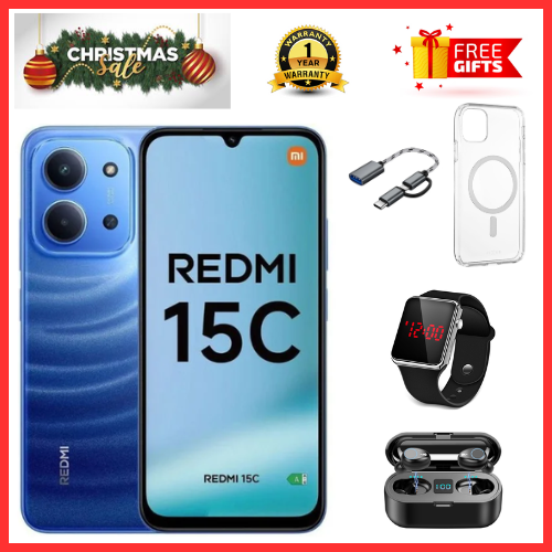 BLACK FRIDAY DEALS🔥🔥 !!!REDMI 15C 256GB ROM +16GB RAM EXPANDABLE  6.9'' LCD 50MP Main Camera 8MP selfie camera 6000mAh 33W Fast Charger Android 15 Side Fingerprint -Smartphones Side fingerprint