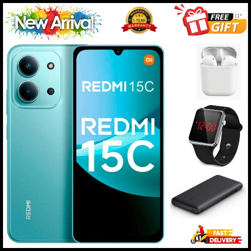 NEW ARRIVALS DEALS🔥🔥 !!! REDMI 15C 128GB ROM + 8GB RAM EXPANDABLE  6.9'' LCD 50MP Main Camera 8MP selfie camera 6000mAh 33W Fast Charger Android 15 Side Fingerprint -Smartphones Side fingerprint