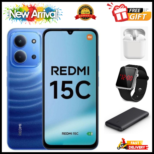 NEW ARRIVALS DEALS🔥🔥 !!! REDMI 15C 128GB ROM + 8GB RAM EXPANDABLE  6.9'' LCD 50MP Main Camera 8MP selfie camera 6000mAh 33W Fast Charger Android 15 Side Fingerprint -Smartphones Side fingerprint