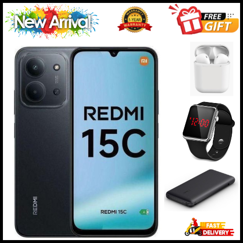 NEW ARRIVALS DEALS🔥🔥 !!! REDMI 15C 128GB ROM + 8GB RAM EXPANDABLE  6.9'' LCD 50MP Main Camera 8MP selfie camera 6000mAh 33W Fast Charger Android 15 Side Fingerprint -Smartphones Side fingerprint