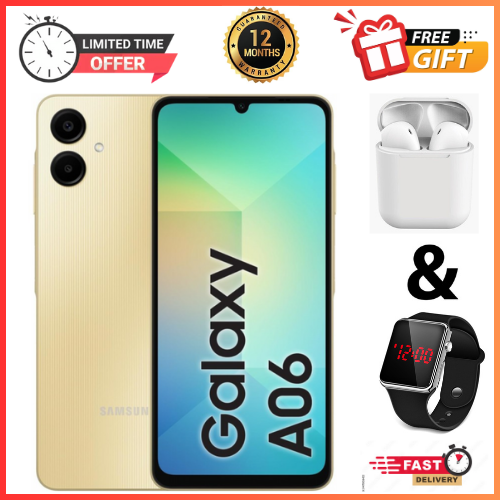 LIMITED DEALS🔥🔥🔥 BRAND NEW SAMSUNG A06 6.7 DISPLAY 4GB RAM + 64GB/128GB ROM 5000MAH SMARTPHONE DUAL SIM COMES WITH FREE GIFTS ( AIRPODS + SMART WATCH)