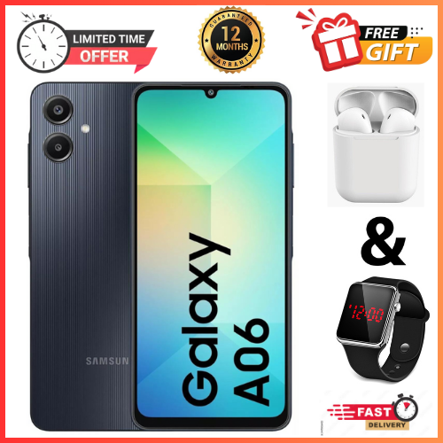LIMITED DEALS🔥🔥🔥 BRAND NEW SAMSUNG A06 6.7 DISPLAY 4GB RAM + 64GB/128GB ROM 5000MAH SMARTPHONE DUAL SIM COMES WITH FREE GIFTS ( AIRPODS + SMART WATCH)