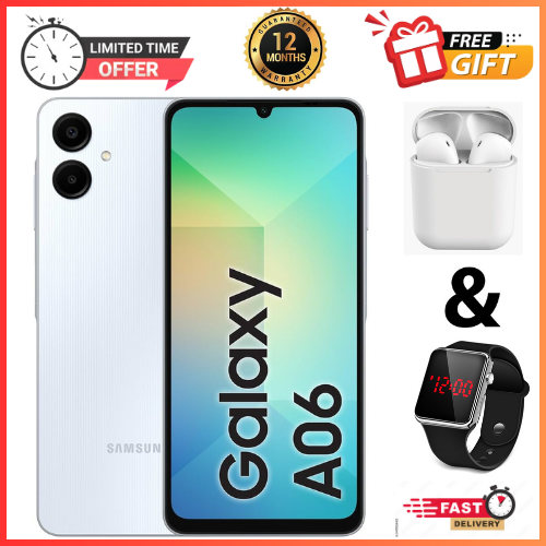 LIMITED DEALS🔥🔥🔥 BRAND NEW SAMSUNG A06 6.7 DISPLAY 4GB RAM + 64GB/128GB ROM 5000MAH SMARTPHONE DUAL SIM COMES WITH FREE GIFTS ( AIRPODS + SMART WATCH)