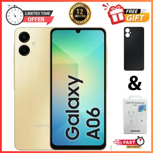 LIMITED DEALS🔥🔥🔥 BRAND NEW SAMSUNG A06 6.7 DISPLAY 4GB RAM + 64GB/128GB ROM 5000MAH SMARTPHONE DUAL SIM COMES WITH FREE GIFTS ( ADAPTER+ BLACK A06 COVER)