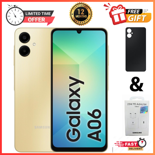 LIMITED DEALS🔥🔥🔥 BRAND NEW SAMSUNG A06 6.7 DISPLAY 4GB RAM + 64GB/128GB ROM 5000MAH SMARTPHONE DUAL SIM COMES WITH FREE GIFTS ( ADAPTER+ BLACK A06 COVER)