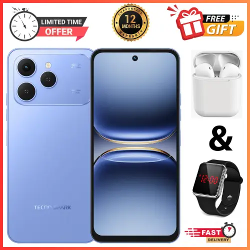 LIMITED DISCOUNT🔥🔥 !!!!BRAND NEW Tecno Spark 40, 6.67'' HD+, UP To 128GB ROM+ 4GB RAM +(4GB RAM Extended) (Dual Sim) 50MP, 5200 MAh  smartphone WITH FREE GIFTS