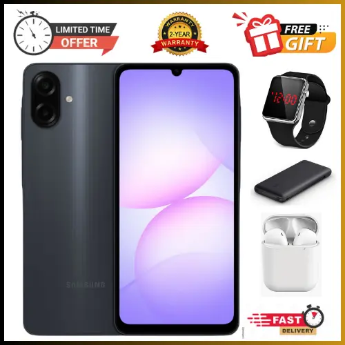 [New Arrival] Samsung Galaxy A07 128GB+4GB 6.7" 90Hz Display 50MP Rear+8MP Front Cameras 5000mAh Battery 25W Fast Charging IP54 One UI 7 Android 15+(6Years Of OS Updates) Galaxy AI Smartphones..