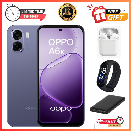LIMITED TIME OFFERS !!! BRAND NEW OPPO A6X 64GB ROM + 4GB RAM 6.75" SCREEN DISPLAY Smartphone 6100 mAh Battery CAPACITY 120Hz refresh rate 13MP+5MP Camera Android 15 Dual Sim Smart phones