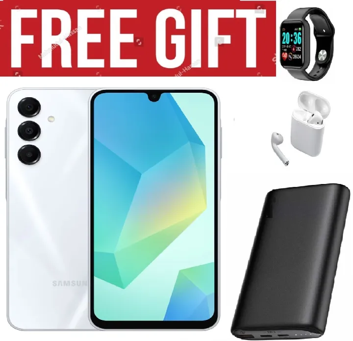 LIMITED DISCOUNT!!!!!BRAND NEW!!!! Samsung Galaxy A16, 4GB+128GB ROM 6.7" HD, Android 14,50MP-Camera, Battery-5000mah COMES WITH FREE GIFTS ( AIRPODS + SMART WATCH +POWERBANK ) FOR YOU