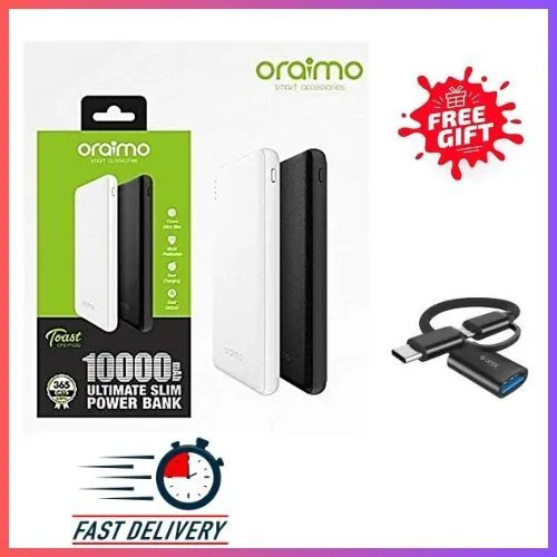 [LIMITED DISCOUNT] Oraimo Toast 15 Flash 10000mAh Fast Charging Power Bank 3 Output Ports Charge Up to 3 Devices Simultaneously Type-C In & Out Wide Compatibility Power Bank