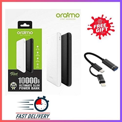 [LIMITED DISCOUNT] Oraimo Toast 15 Flash 10000mAh Fast Charging Power Bank 3 Output Ports Charge Up to 3 Devices Simultaneously Type-C In & Out Wide Compatibility Power Bank