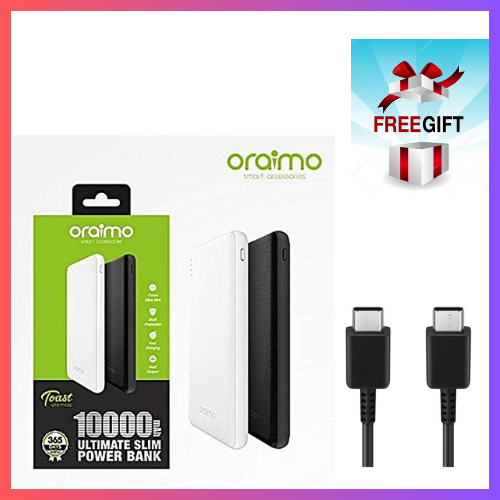 [LIMITED DISCOUNT] Oraimo Toast 15 Flash 10000mAh Fast Charging Power Bank 3 Output Ports Charge Up to 3 Devices Simultaneously Type-C In & Out Wide Compatibility Power Bank