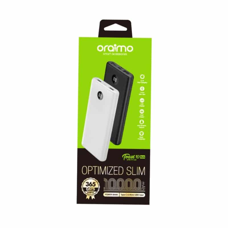 [LIMITED DISCOUNT] Oraimo Toast 15 Flash 10000mAh Fast Charging Power Bank 3 Output Ports Charge Up to 3 Devices Simultaneously Type-C In & Out Wide Compatibility Power Bank