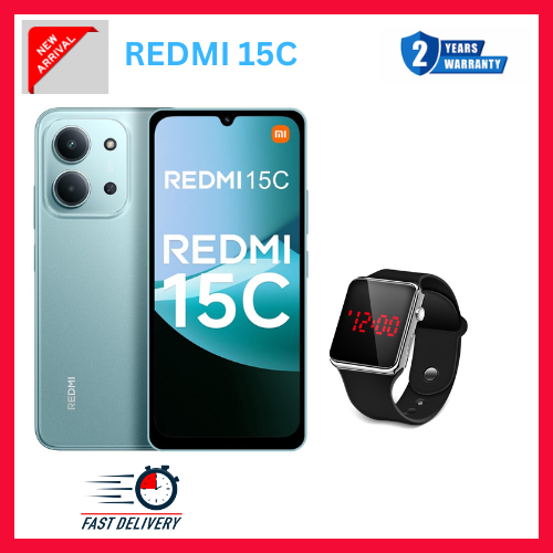 NEW ARRIVALS DEALS! REDMI 15C 256GB ROM +16GB RAM EXPANDABLE 6.9'' LCD 50MP Main Camera 8MP selfie camera 6000mAh 33W Fast Charger Android 15 Side Fingerprint -Smartphones Side